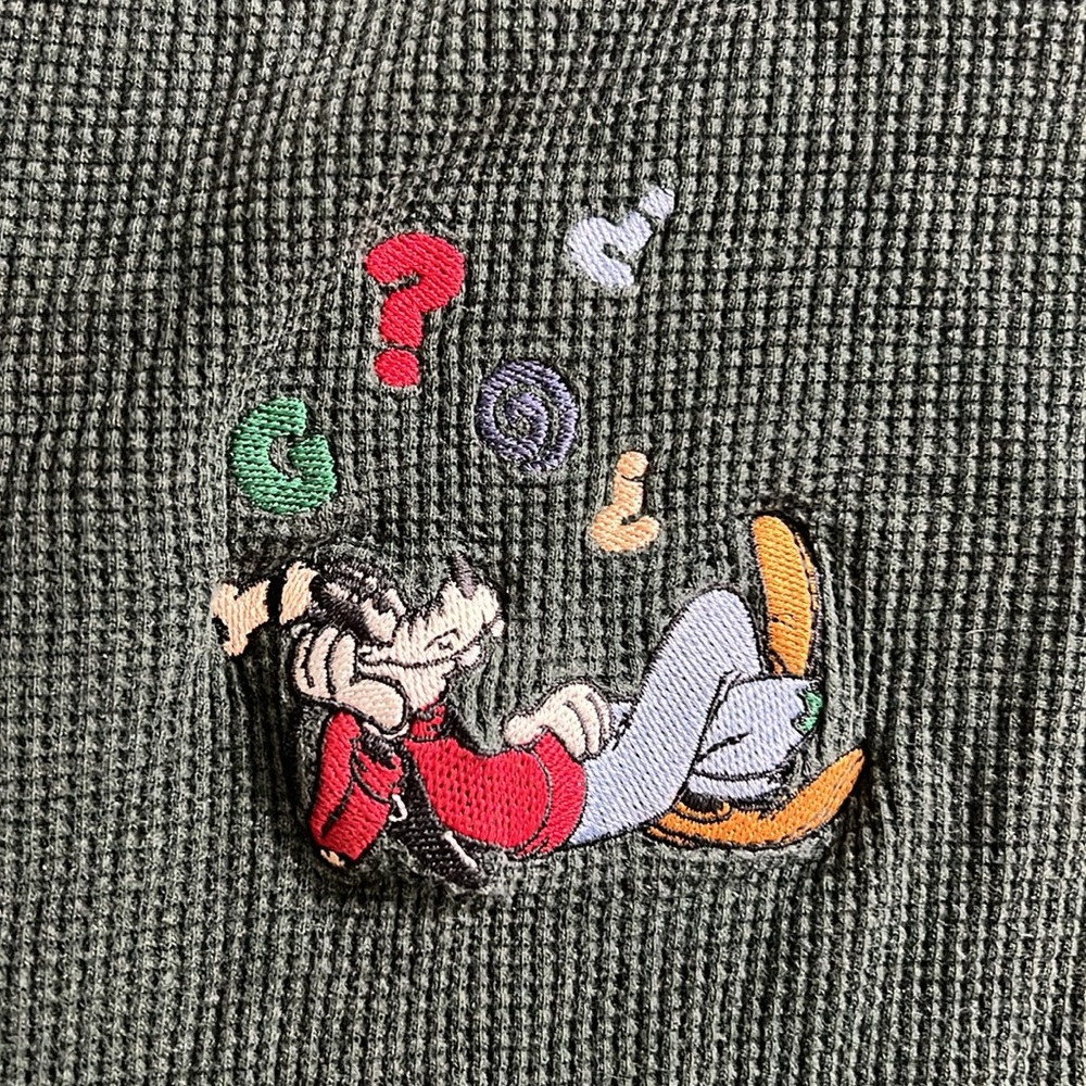 Vintage Disney Green Long Sleeve Goofy Henley Shirt - Picture 3 of 5